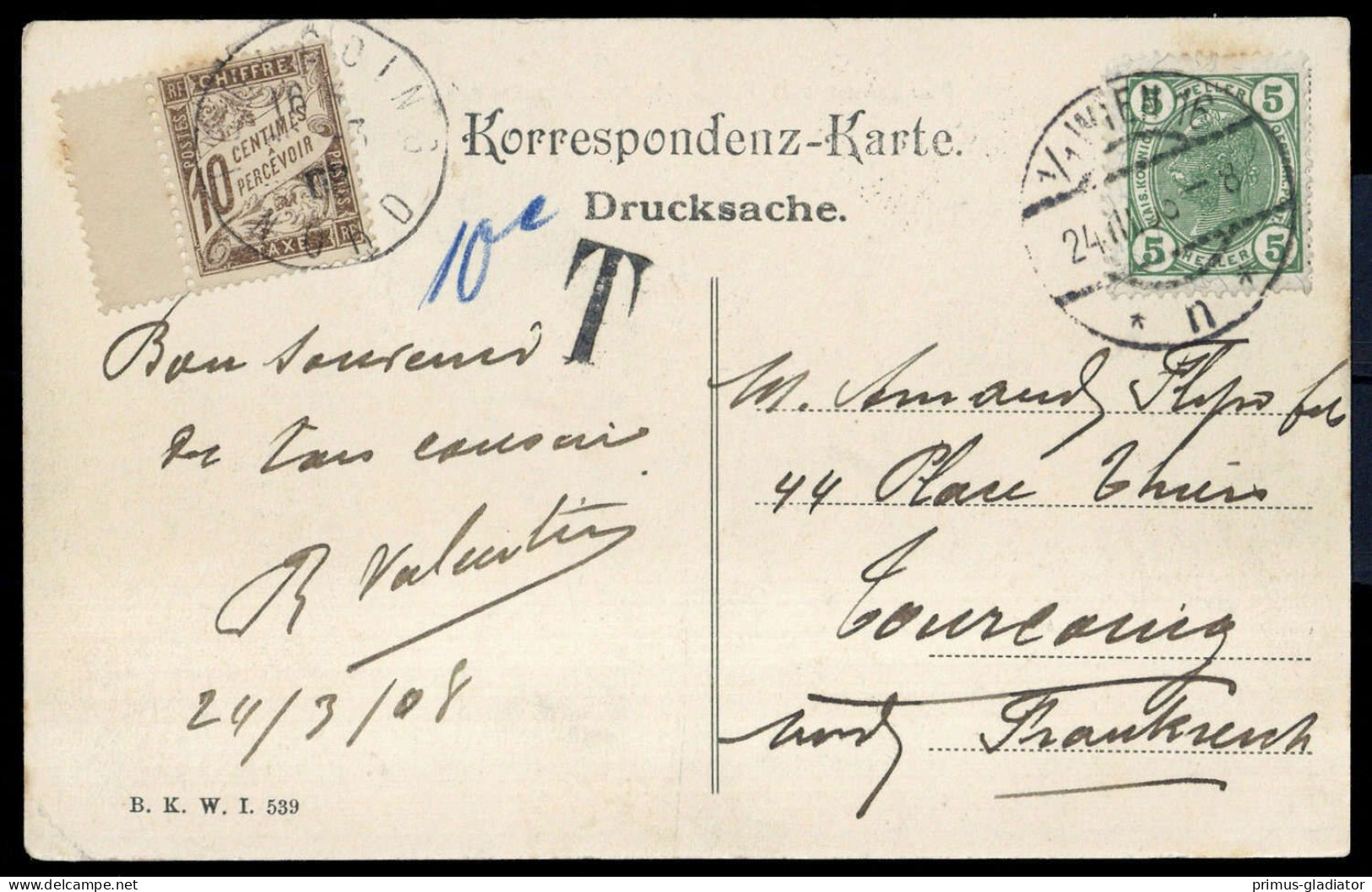 1908, Österreich, P 122, Brief - Oblitérations Mécaniques