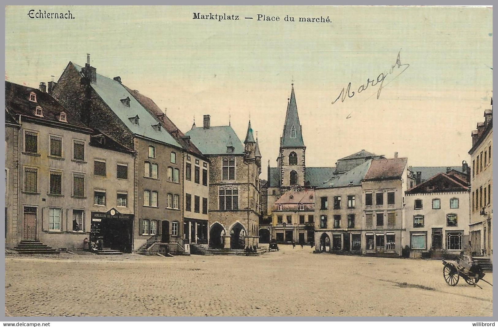 Luxembourg - 1910s Echternach-Ettelbruck F.C. 1c & 4c ADOLPHE - Echternach PPC To Belgium - 1895 Adolphe Profil