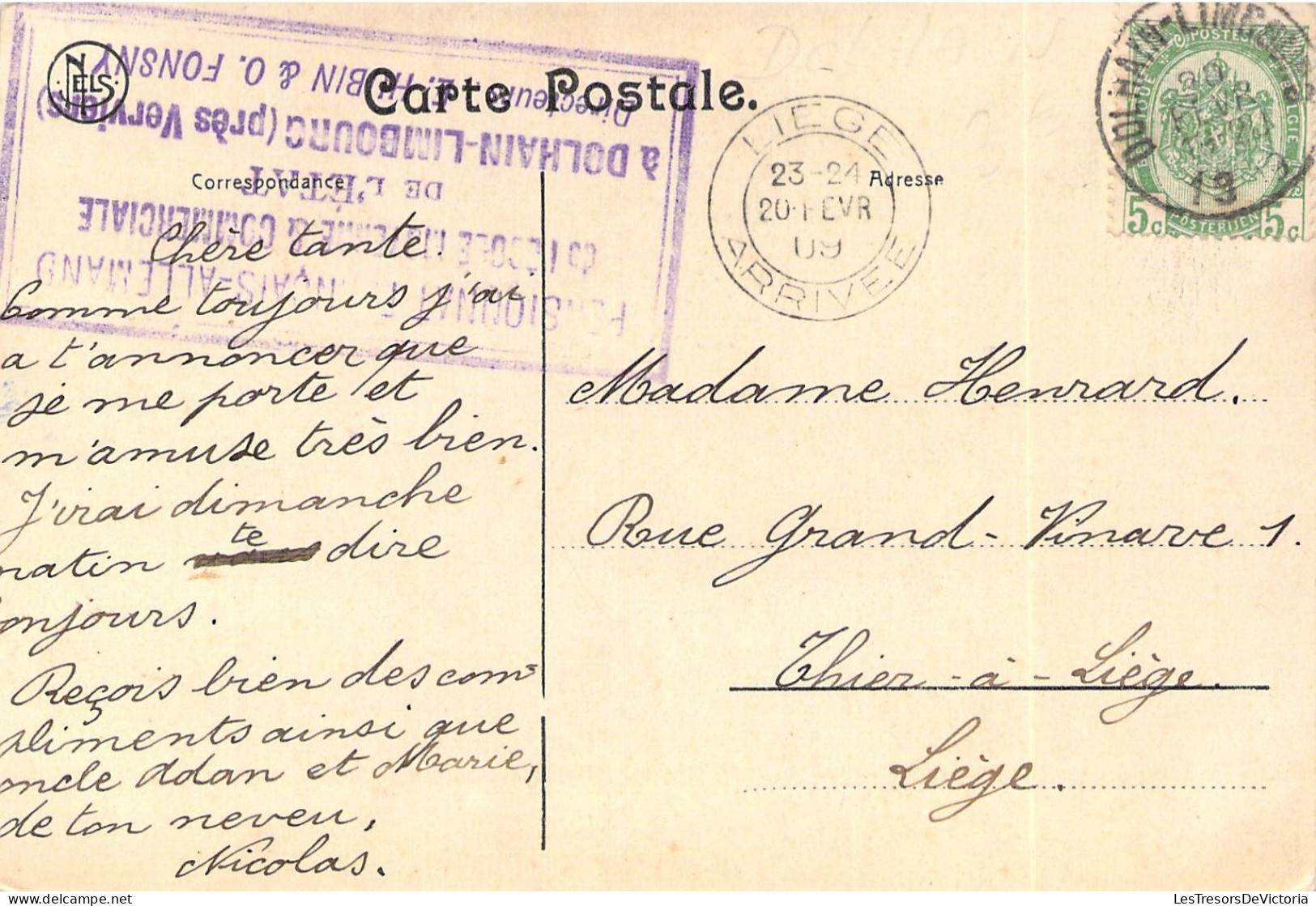 BELGIQUE - DOLHAIN - Pensionnat Français Allemand - Carte Postale Ancienne - Other & Unclassified