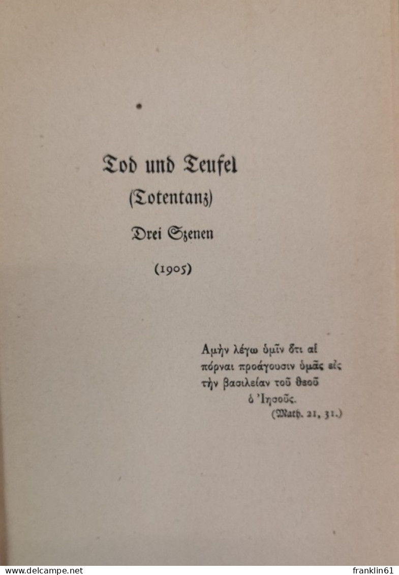 Gesammelte Werke. Fünfter Band. Tod Und Teufel. Musik. Die Zensur. Oaha. - Poésie & Essais