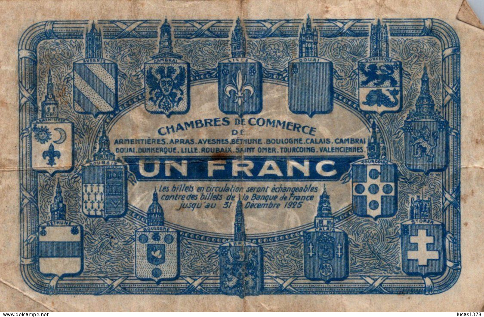 NORD PAS DE CALAIS - CHAMBRE DE COMMERCE - 1 FRANC - TB+ - Chamber Of Commerce