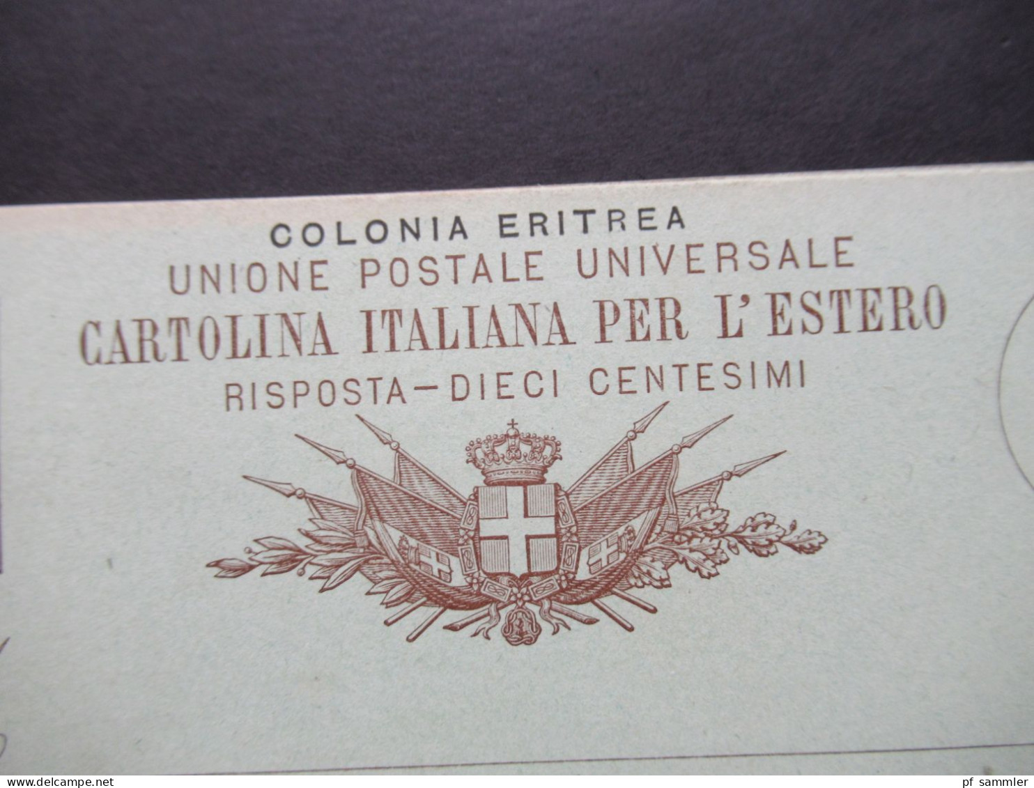 Um 1900 Italien Kolonie / Gebiet Eritrea / Doppelkarte Mit Aufdruck Colonia Eritrea / Ungebraucht - Erythrée