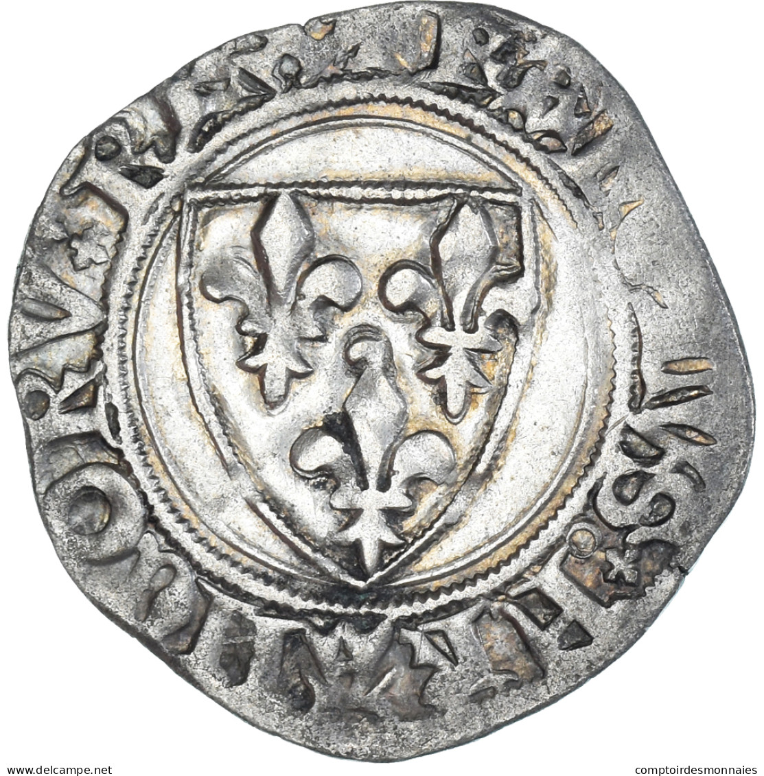 Monnaie, France, Charles VI, Blanc Guénar, 1380-1422, Sainte-Ménéhould, TTB - 1380-1422 Charles VI Le Fol