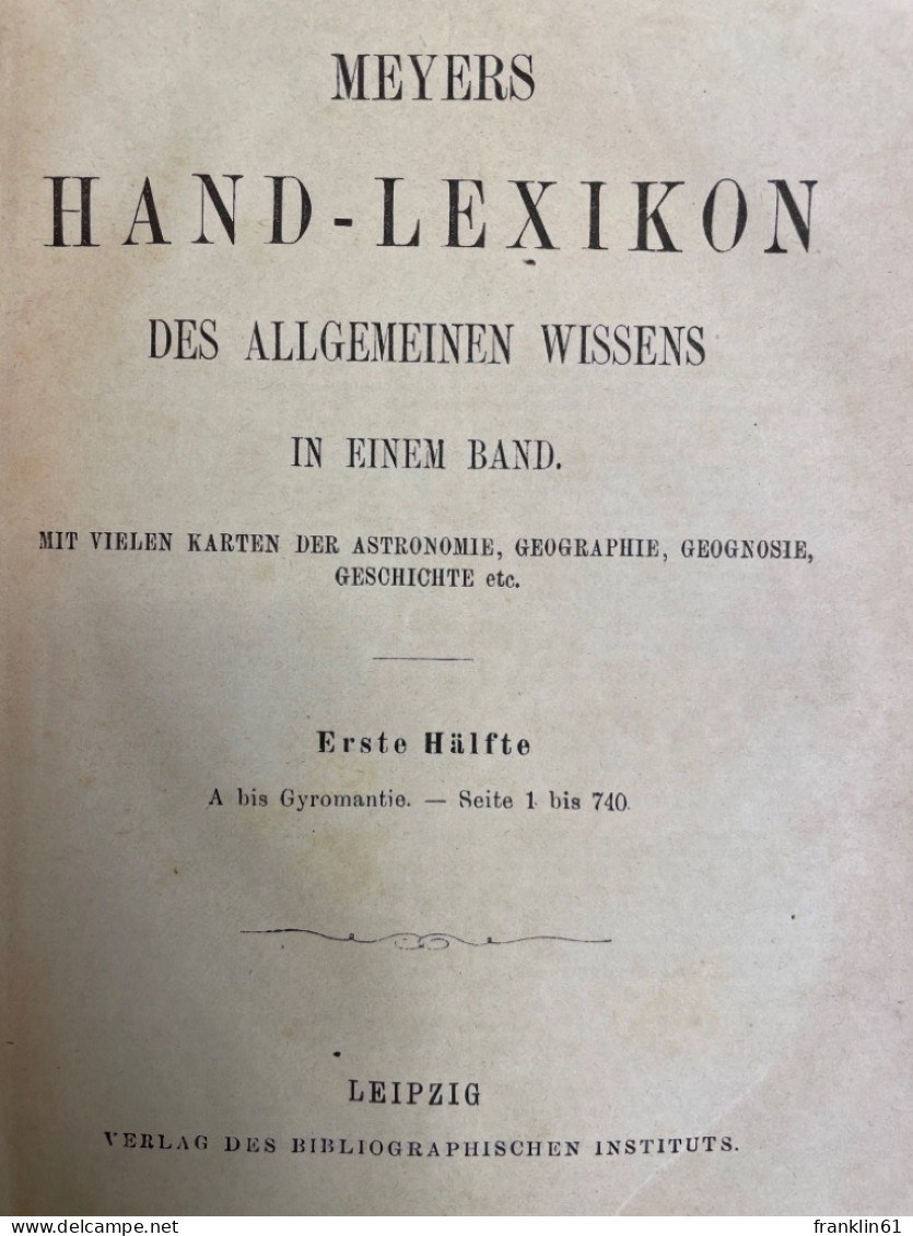 Meyers Hand-Lexikon Des Allgemeinen Wissens In Einem Band. Band 1. Und 2.Band. - Lexiques