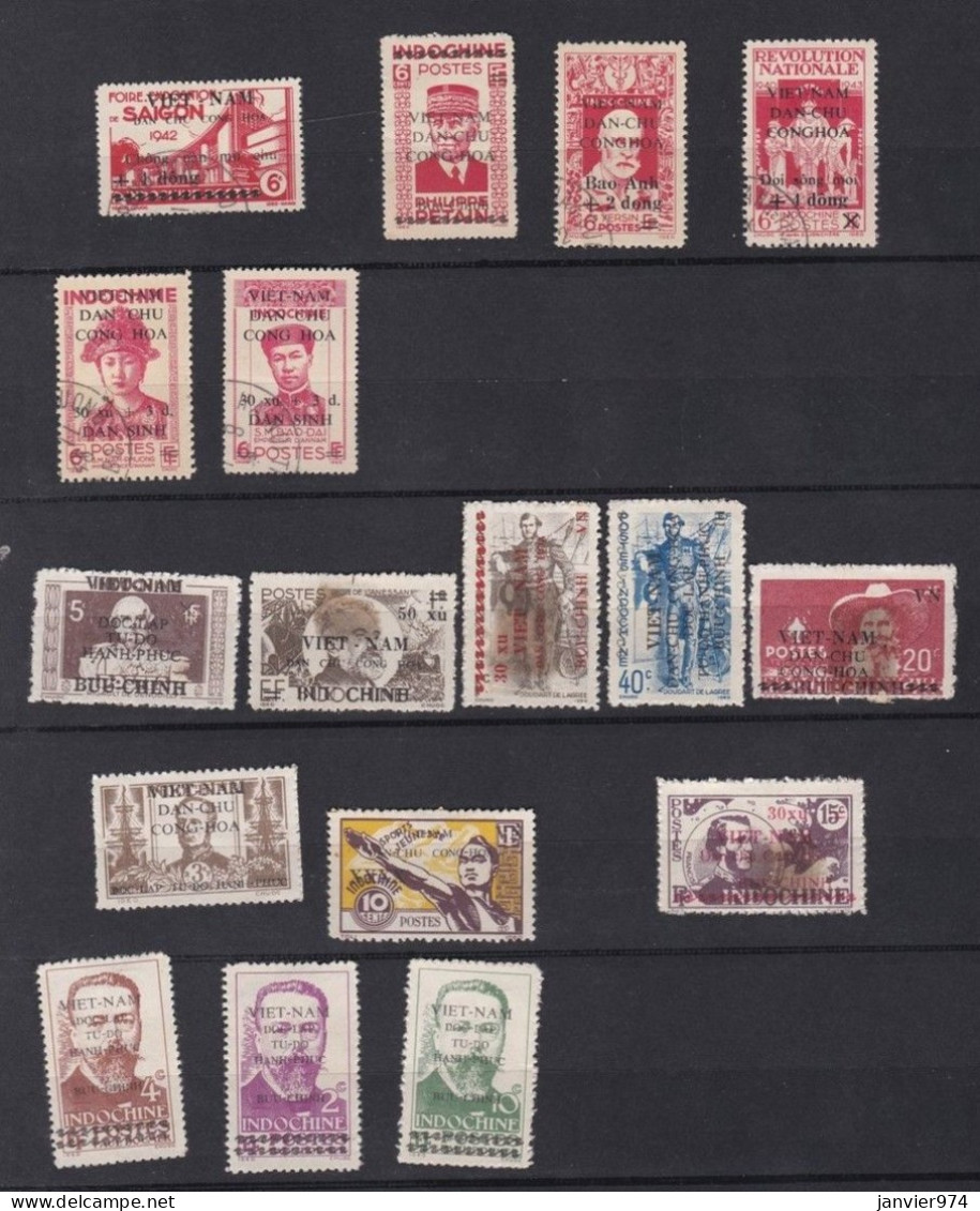 17 Timbres Indochine Surchargés Vietnam, Scan Recto Verso - Usados