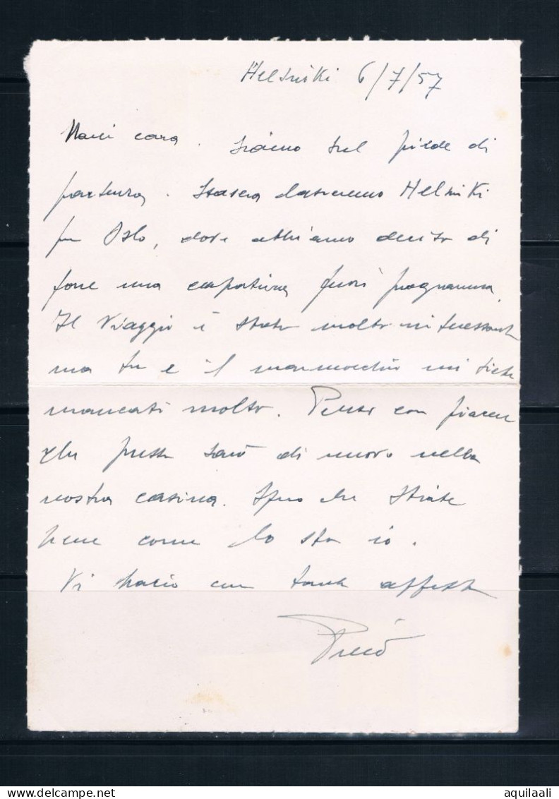 Storia Postale Finlandia 1957.Busta Postale Con Testo Per Aosta, Italia. - Briefe U. Dokumente