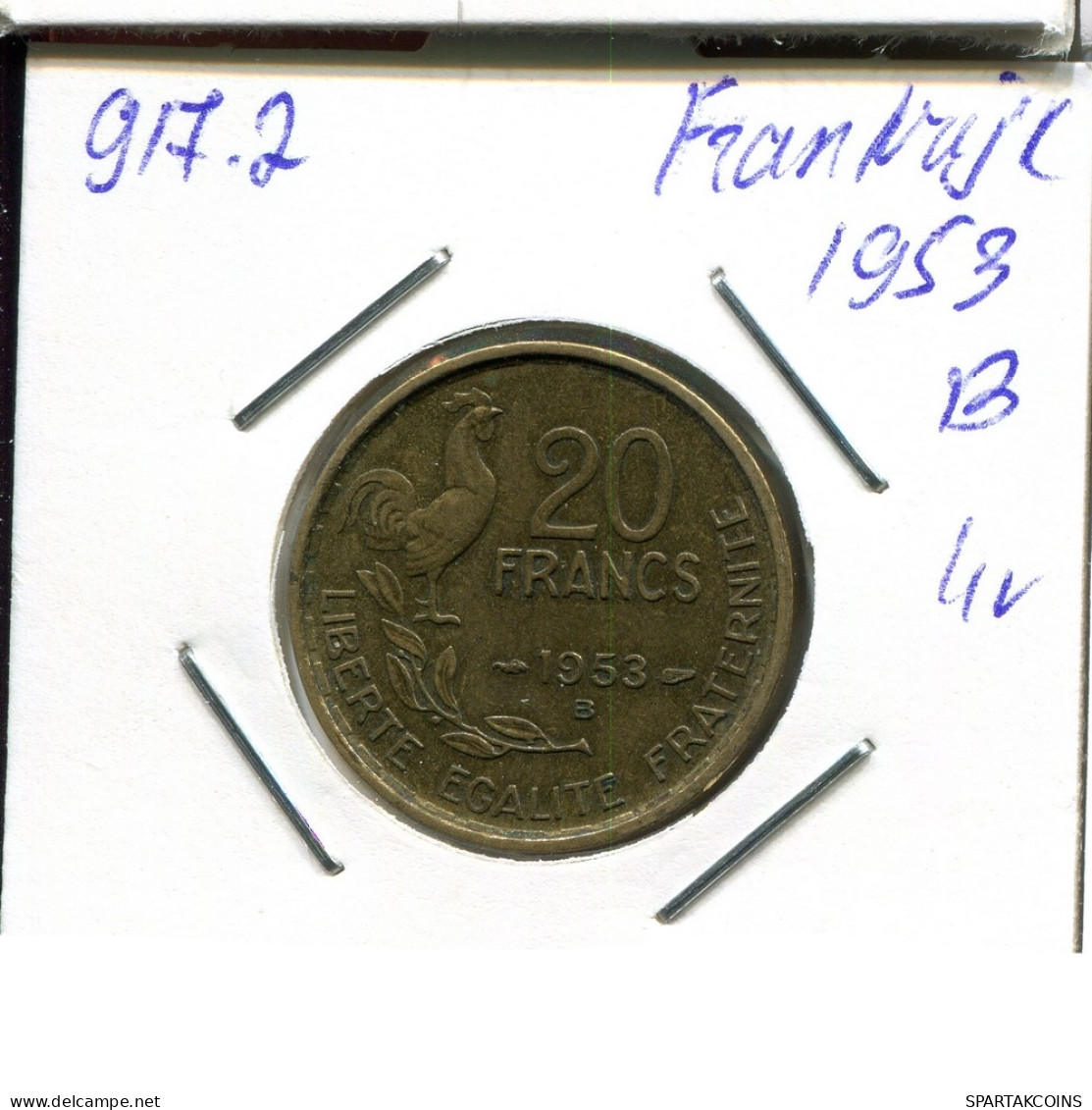 20 FRANCS 1953 B FRANCIA FRANCE Moneda #AN468.E - 20 Francs