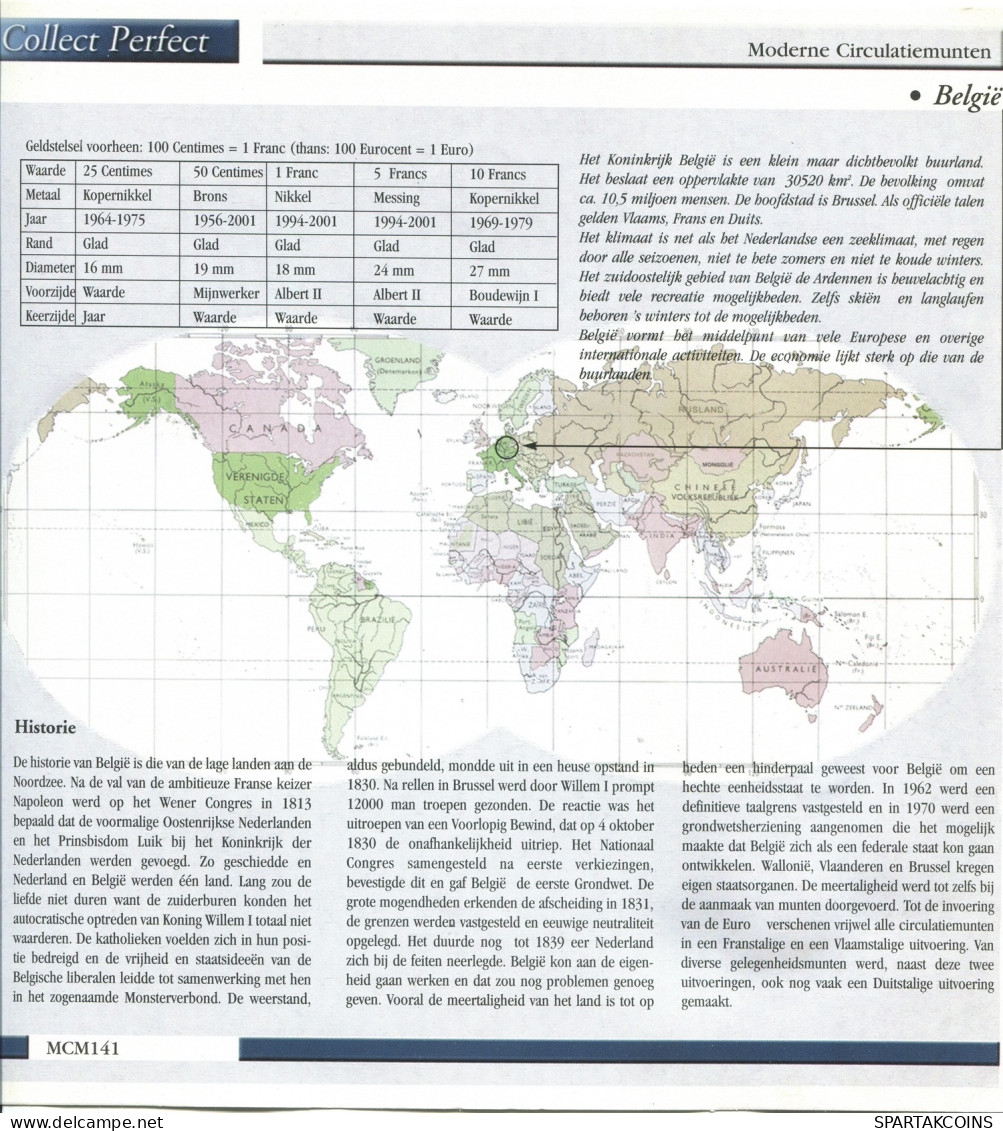 BELGIUM 1956-2001 Coin SET 25. 50 CENTIMES. 1. 5. 10 FRANCS UNC #SET1198.5.U - Andere & Zonder Classificatie