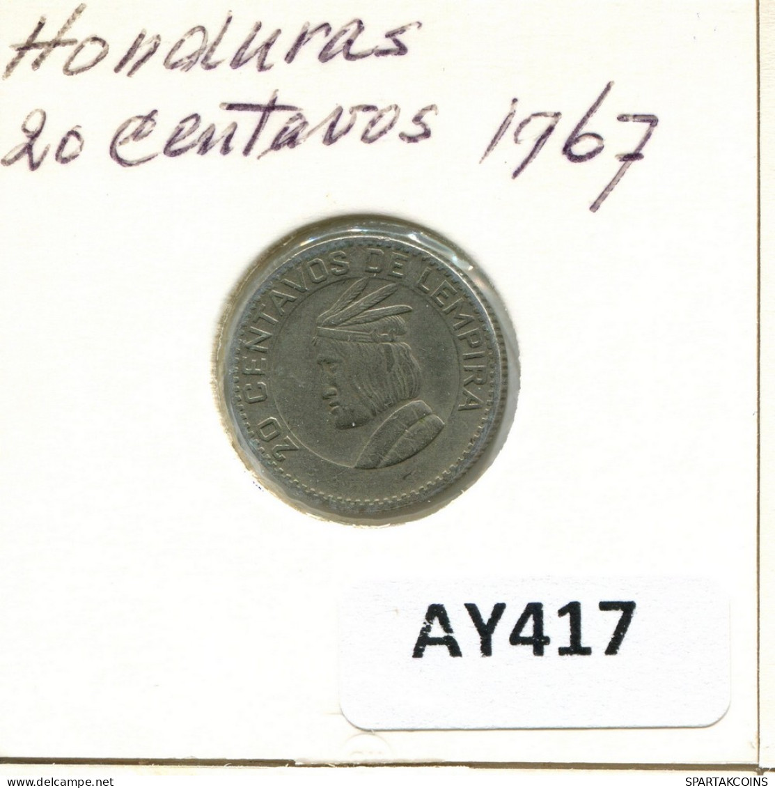 20 CENTAVOS 1967 HONDURAS Münze #AY417.D - Honduras