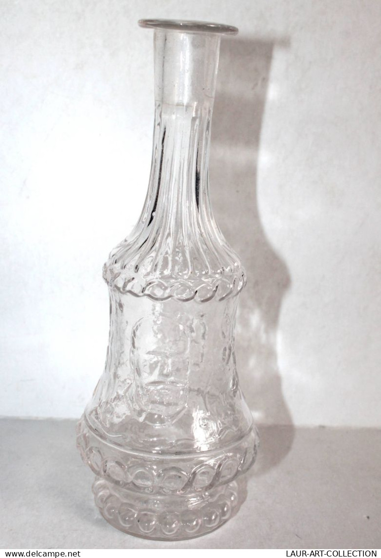 RARE ANCIENNE CARAFE BOUTEILLE EN VERRE MOULÉ 2 PORTRAIT De ROI En RELIEF H:21cm / ART DE LA TABLE (2501.6) - Karaf