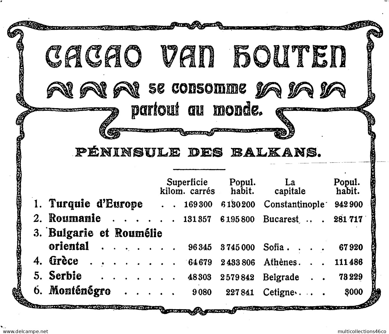 040523 - CHROMO CACAO VAN HOUTEN - Péninsule Des Balkans - Carte Géographique - Van Houten