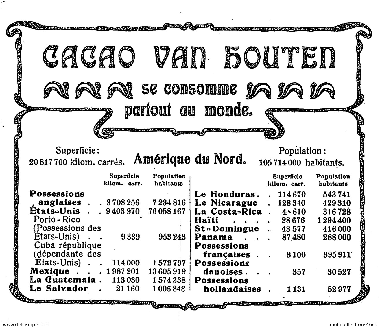 040523 - CHROMO CACAO VAN HOUTEN - Amérique Du Nord - Carte Géographique - Van Houten