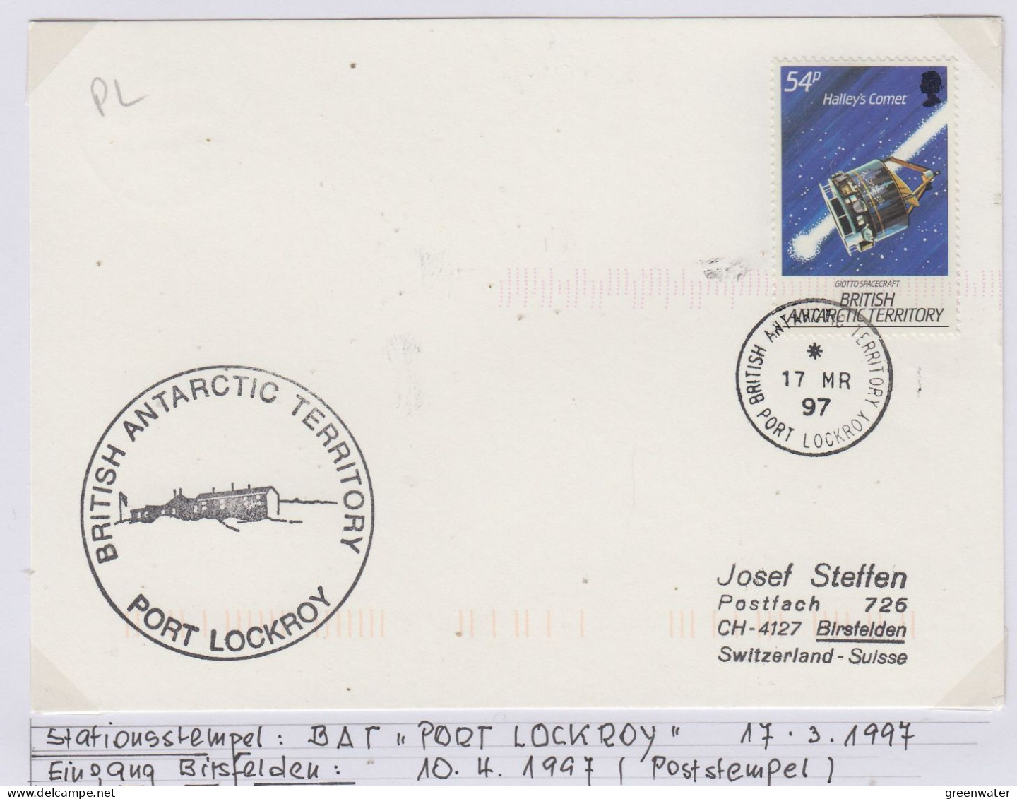 British Antarctic Territorry (BAT) Cover Ca Port Lockroy Ca Port Lockroy 17 MR 1997 (TR172) - Storia Postale