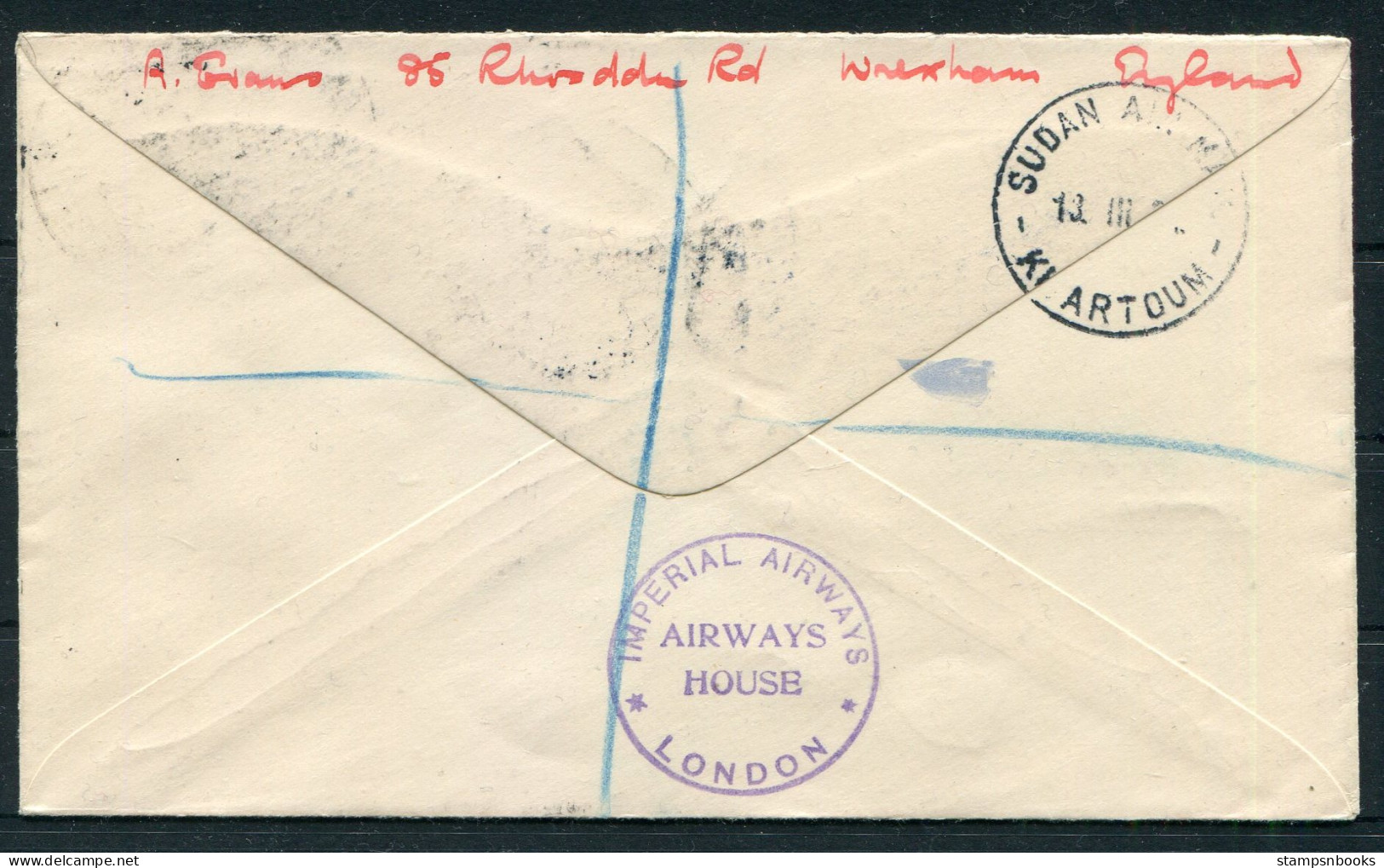 1931 Kenya & Uganda Imperial Airways First Flight Cover Kisumu - Juba / Khartoum Sudan  - Kenya & Uganda