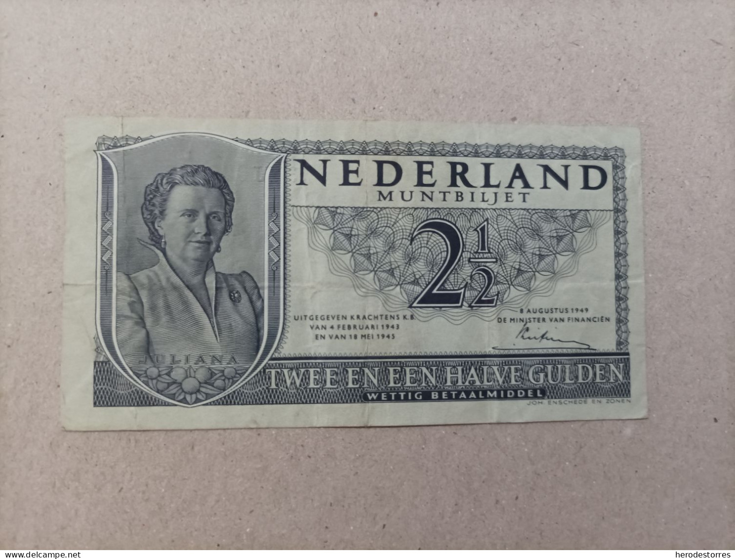 Billete De Holanda De 2 Gulden, Año 1949 - A Identifier