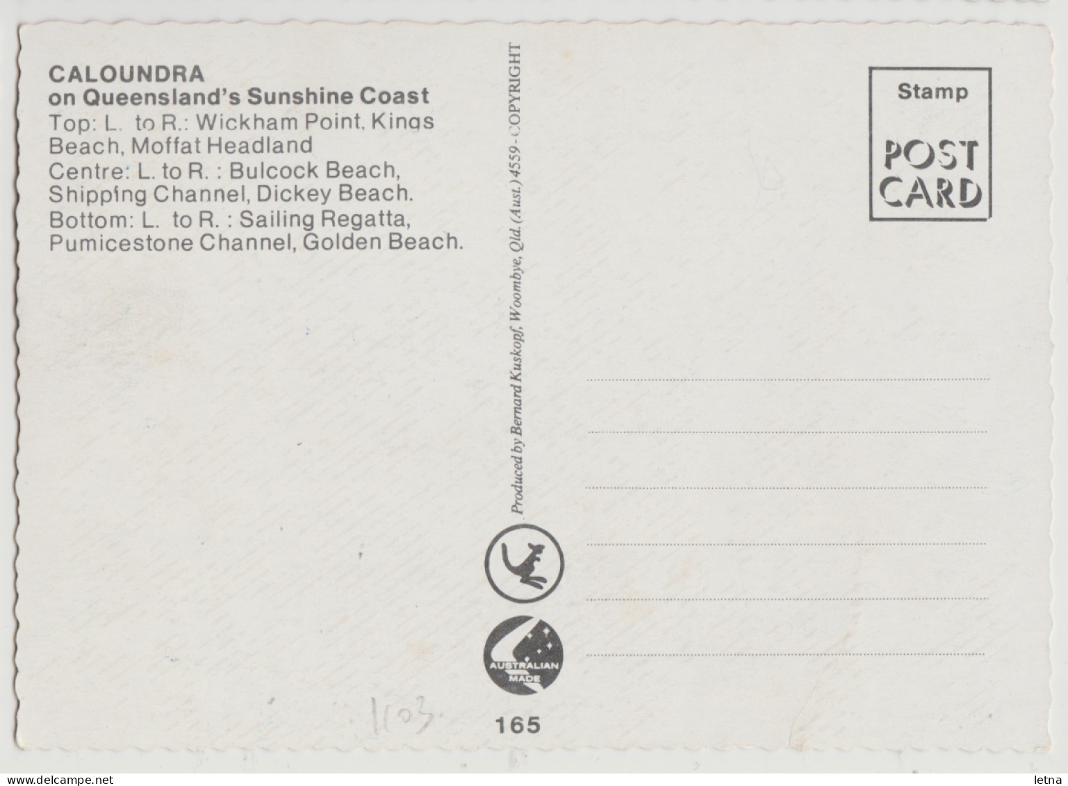 Australia QUEENSLAND QLD Beach Coastal Pelican Multiviews CALOUNDRA Kuskopf 165 Postcard C1970s - Sunshine Coast