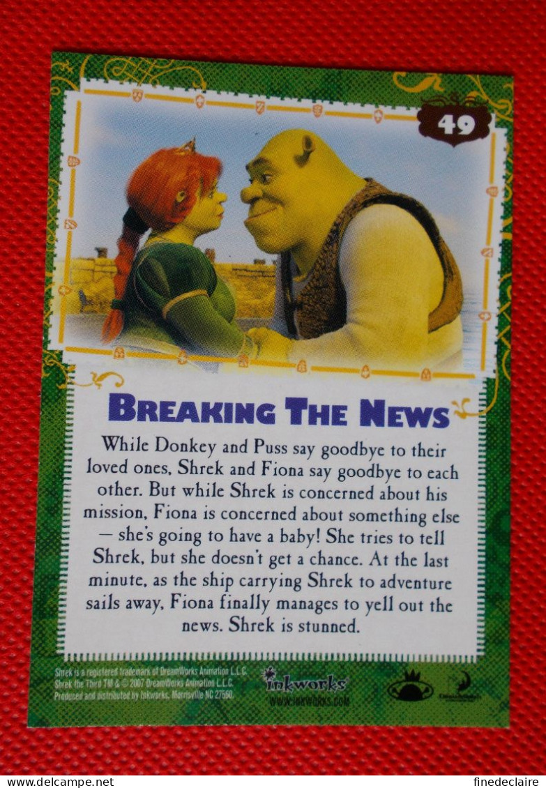 Premium Trading Cards / Carte Rigide - 6,4 X 8,9 Cm - Shrek The Third - 2007 - Story Cards N°49 - Breaking The News - Other & Unclassified