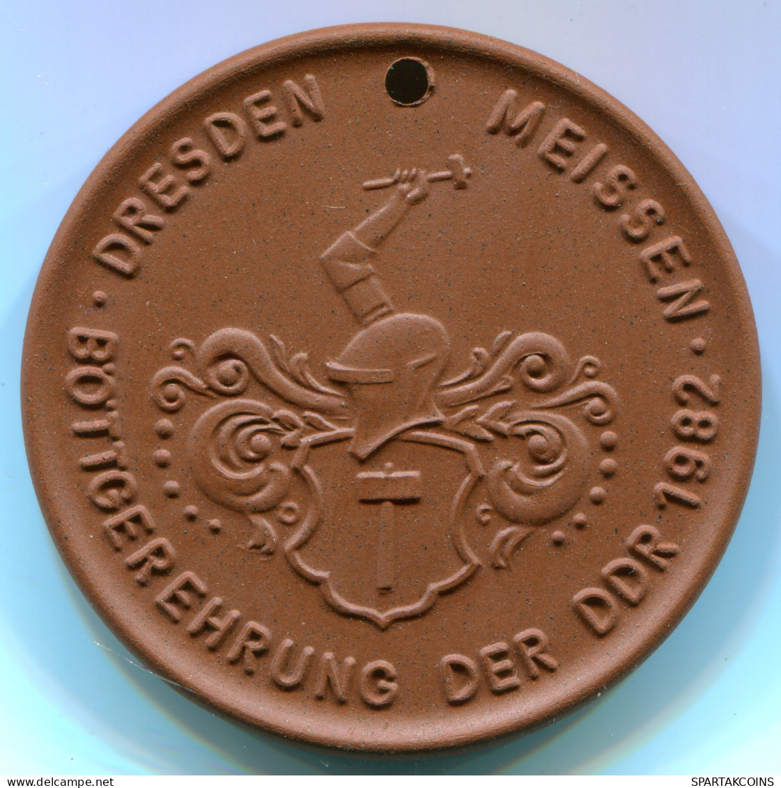 PORZELLANMEDAILLE BÖTTGER EHRUNG DDR 1982 PORZELLAN MEISSEN BRAUN #DE10334.3.U - Collections