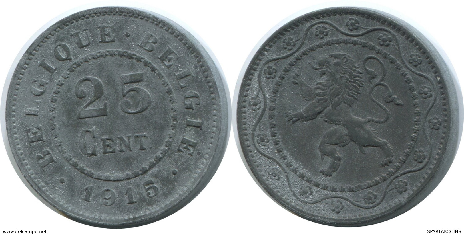 25 CENTIMES 1915 BELGIQUE-BELGIE BELGIUM Coin #AE735.16.U - 25 Cents