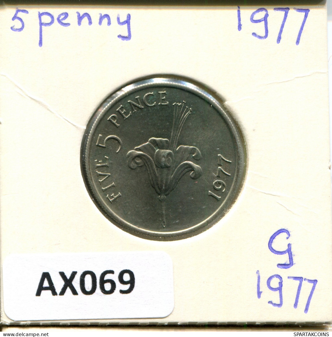 5 PENCE 1977 GUERNSEY Münze #AX069.D - Guernesey