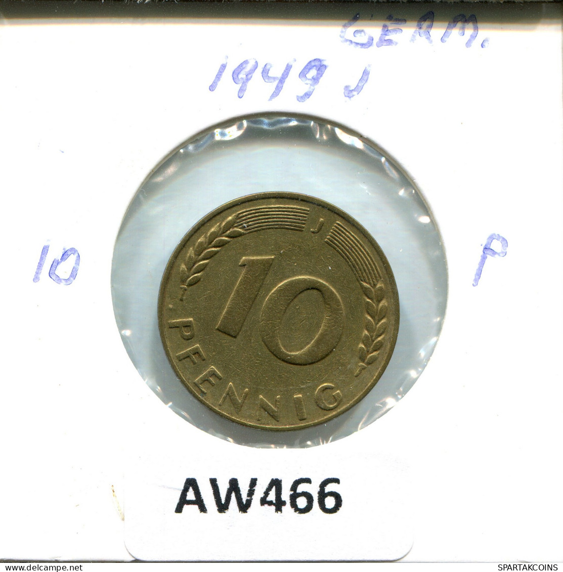 10 PFENNIG 1949 J DEUTSCHLAND Münze GERMANY #AW466.D - 10 Pfennig