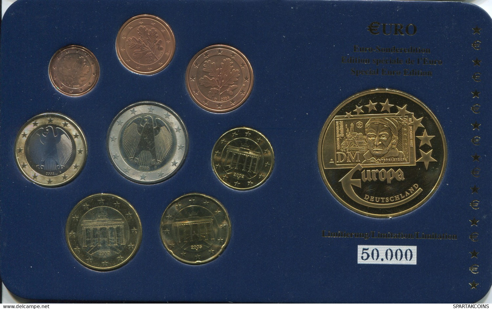 ALEMANIA GERMANY 2002-2005 EURO SET + MEDAL UNC #SET1240.16.E - Other & Unclassified