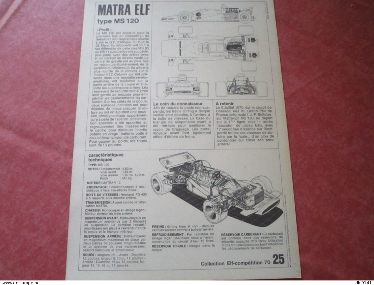 MATRA ELF Type MS 120 - Automobile - F1