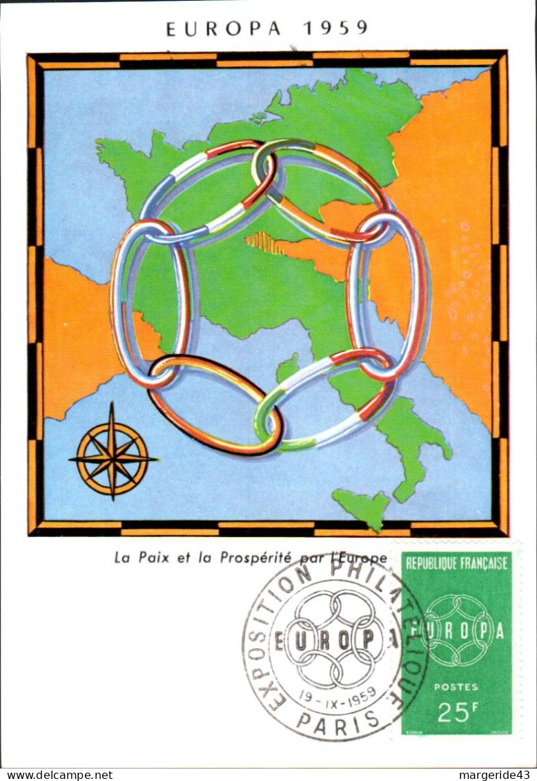EUROPA FRANCE CARTE MAXIMUM 1959 - 1959