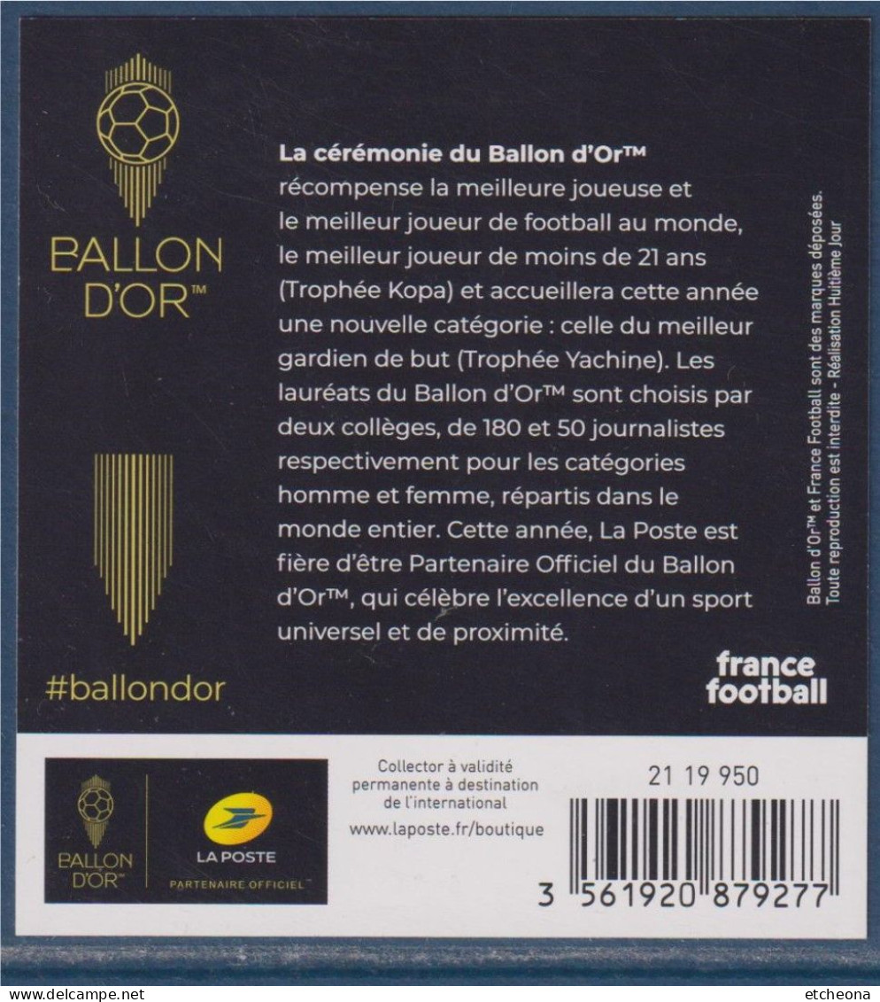 Mini Collector Carré D'Encre Ballon D'Or 2.12.2019 Timbre Rond TVP International Phil@poste - Unused Stamps