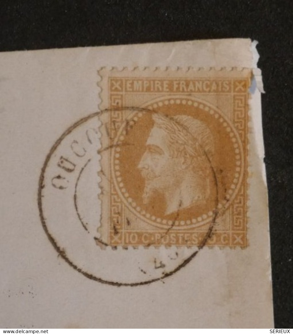 BS4 FRANCE  BELLE LETTRE 1865 VILLEFRANCHE  + NAPOLEON 10C  +++++AFF. INTERESSANT+ - 1863-1870 Napoléon III Con Laureles