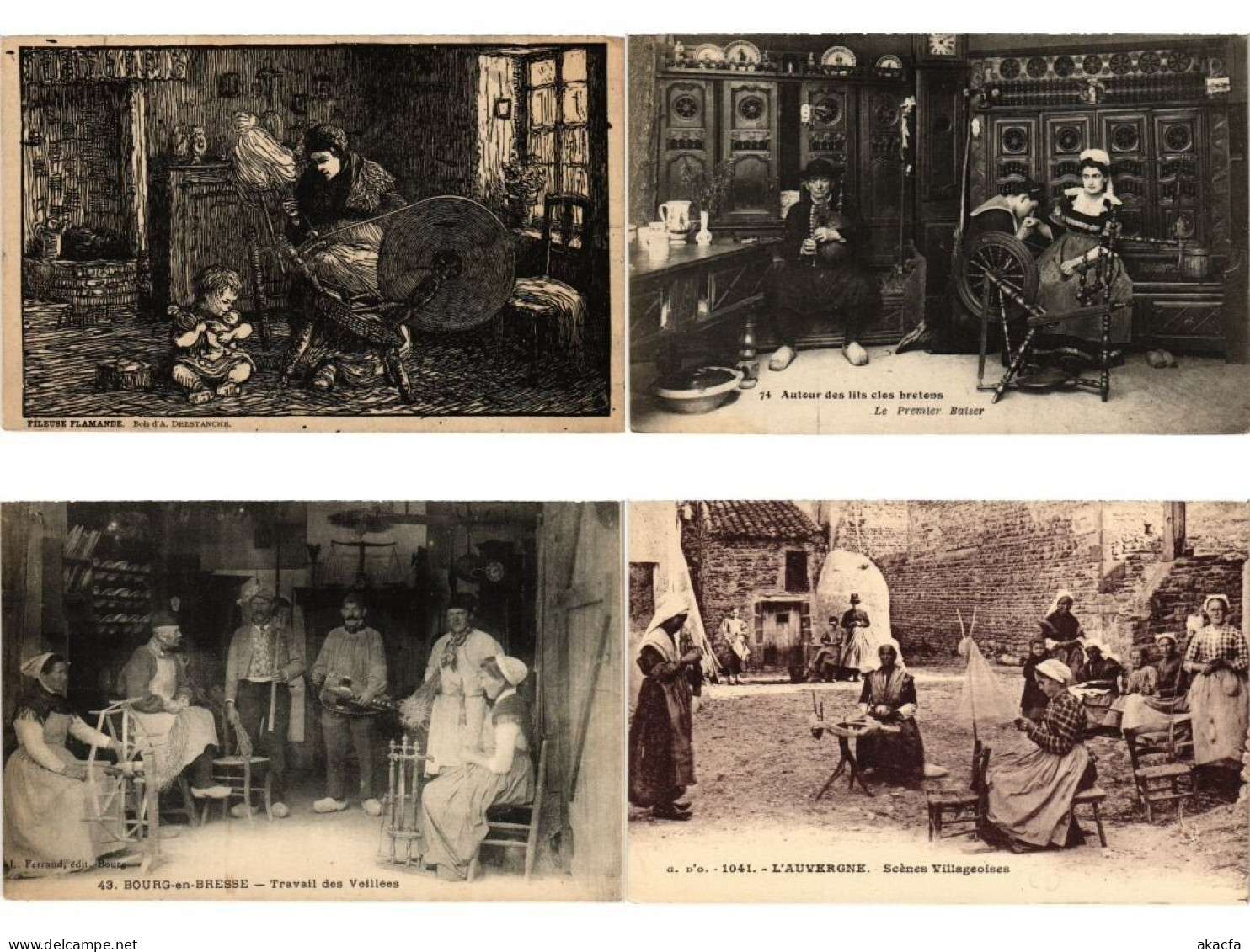 SEWING SPINNING WHEELS, 32 Vintage Postcards Mostly Pre-1940 (L6199) - Colecciones Y Lotes