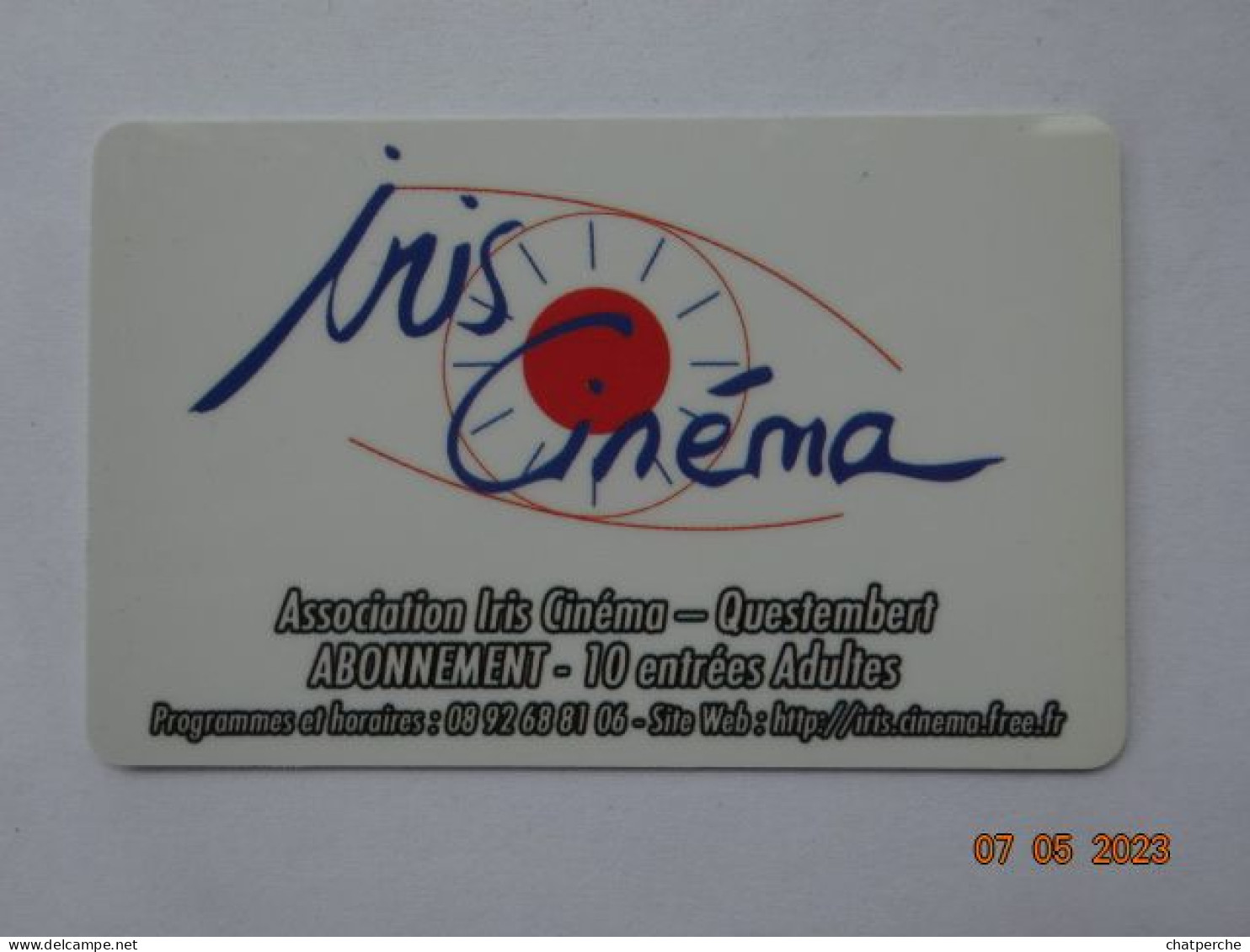 CINECARTE CARTE CINEMA CINE CARD BANDE MAGNETIQUE  CINEMA IRIS CINEMA ABONNEMENT ADULTES QUESTEMBERT 52 QUESTEMBERT - Cinécartes