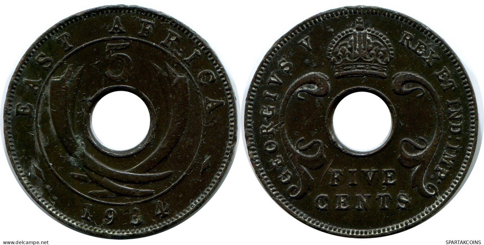 5 CENTS 1934 AFRIQUE DE L'EST EAST AFRICA Pièce #AP872.F - Colonie Britannique