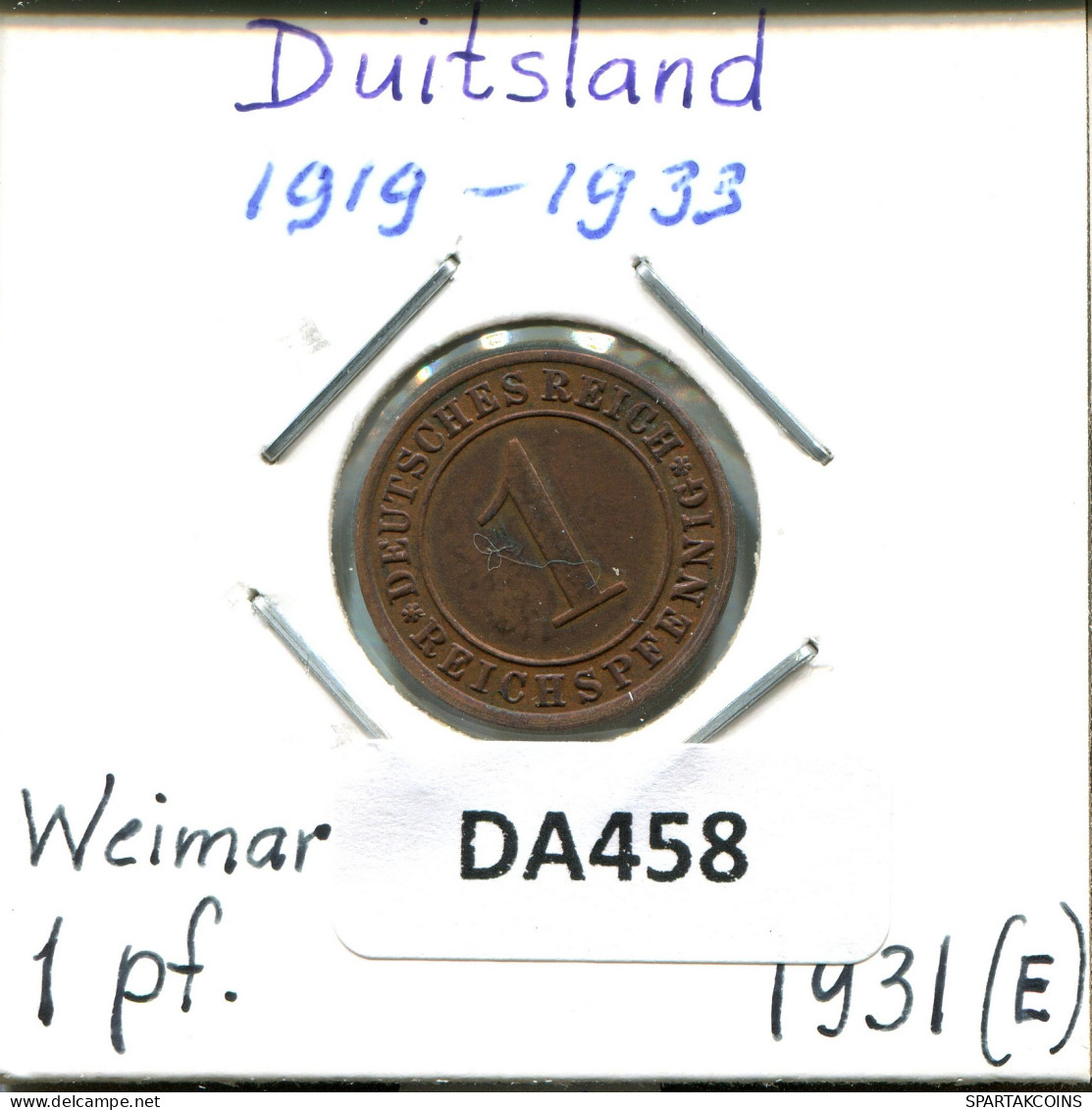 1 RENTENPFENNIG 1931 E DEUTSCHLAND Münze GERMANY #DA458.2.D - 1 Rentenpfennig & 1 Reichspfennig