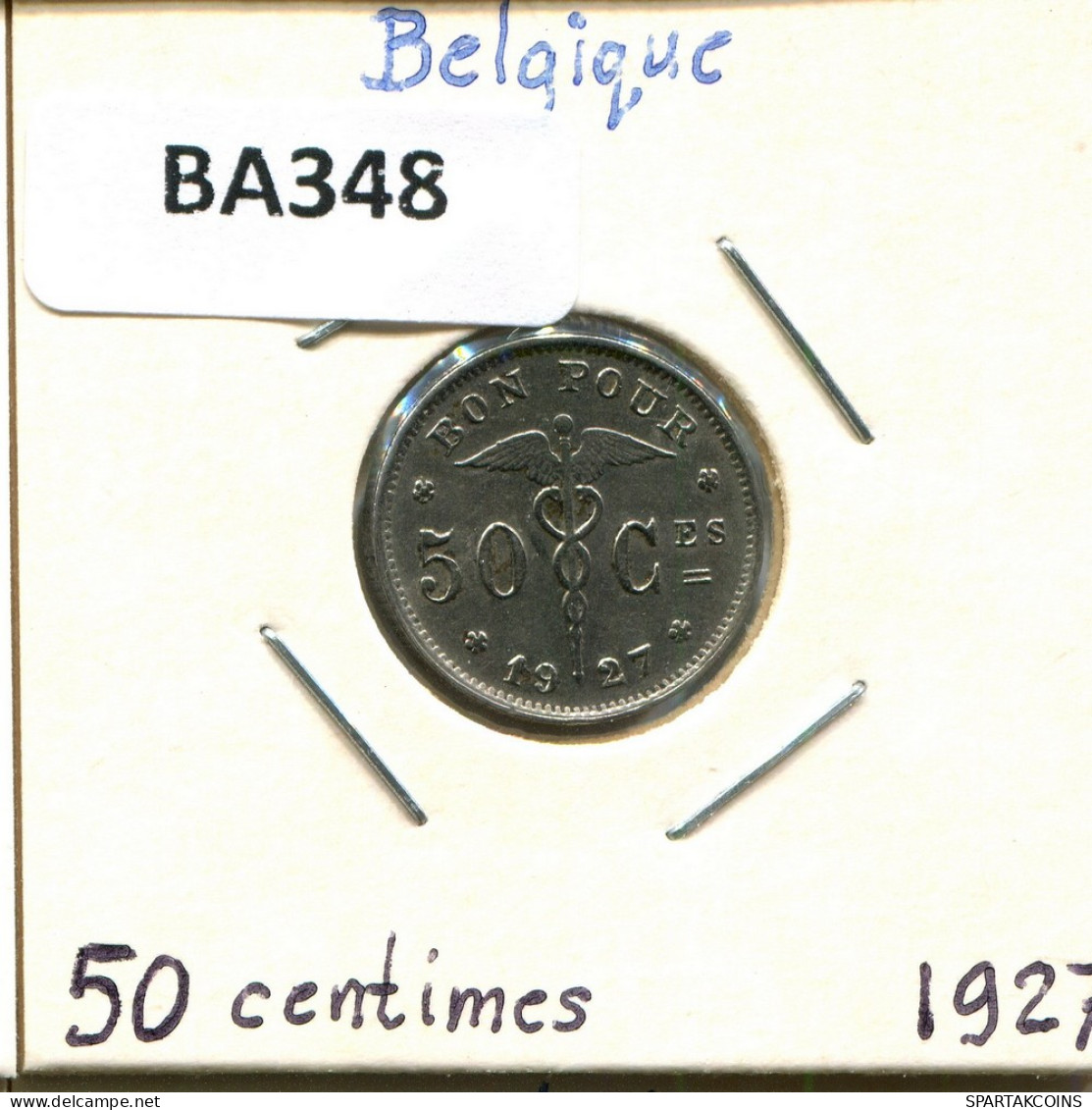 50 CENTIMES 1927 Französisch Text BELGIEN BELGIUM Münze #BA348.D - 50 Centimes