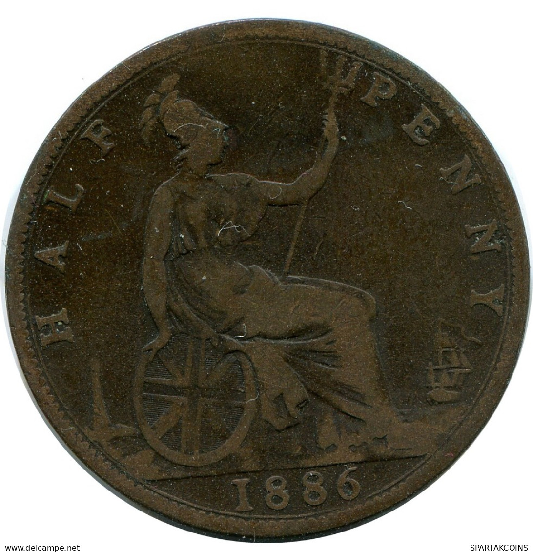 HALF PENNY 1886 UK GROßBRITANNIEN GREAT BRITAIN Münze #AZ647.D - C. 1/2 Penny