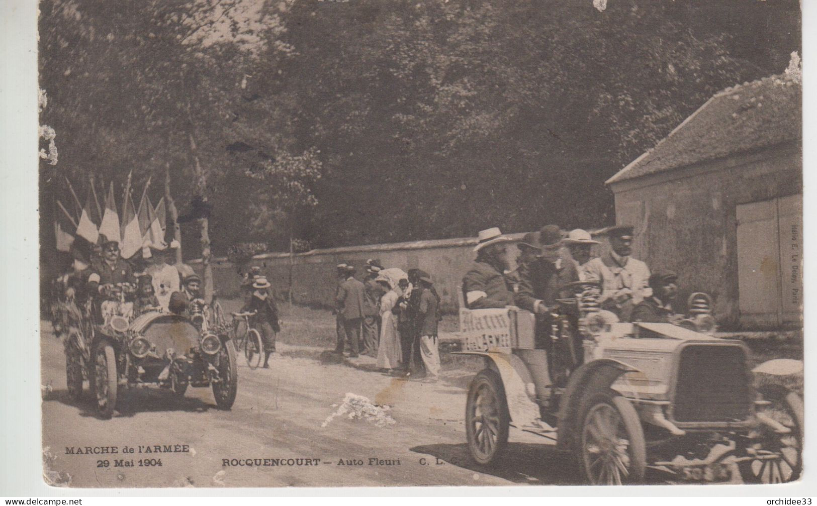 CPA Rocquencourt - Marche De L'Armée 29 Mai 1904 - Auto Fleuri (très Belle Animation) - Rocquencourt