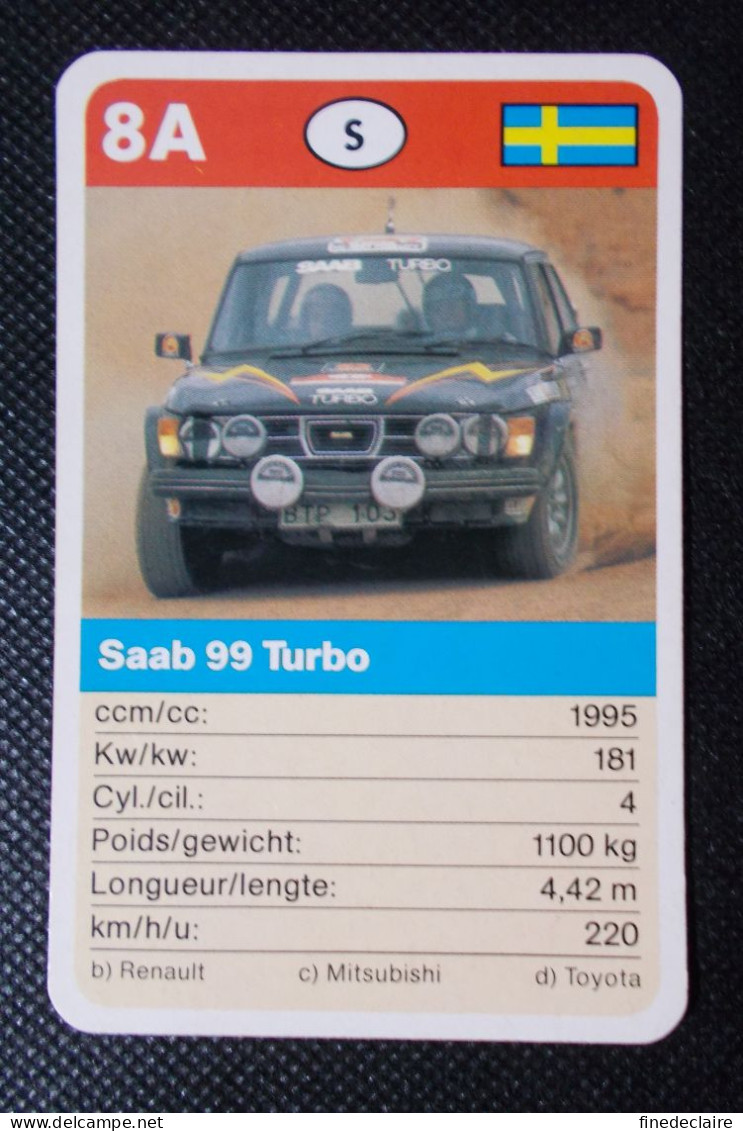 Trading Cards - ( 6 X 9,2 Cm ) Voiture De Rallye / Ralye's Car - Saab 99 Turbo - Suède - N°8A - Engine