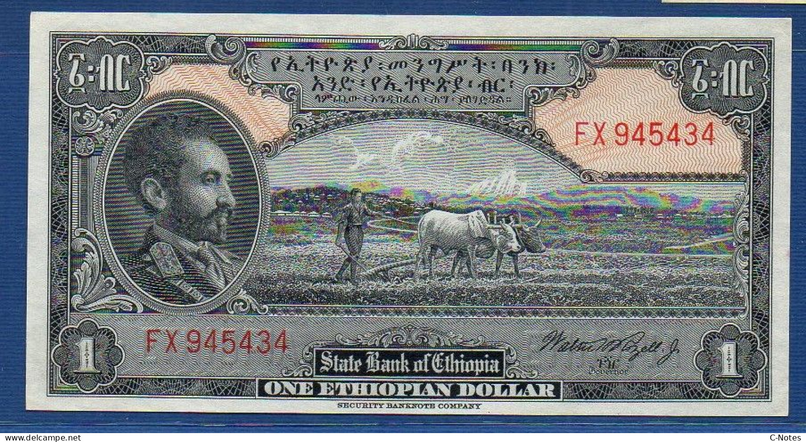 ETHIOPIA - P.12c – 1 Ethiopian Dollar ND (1945) UNC-,  S/n FX 945434 - Aethiopien