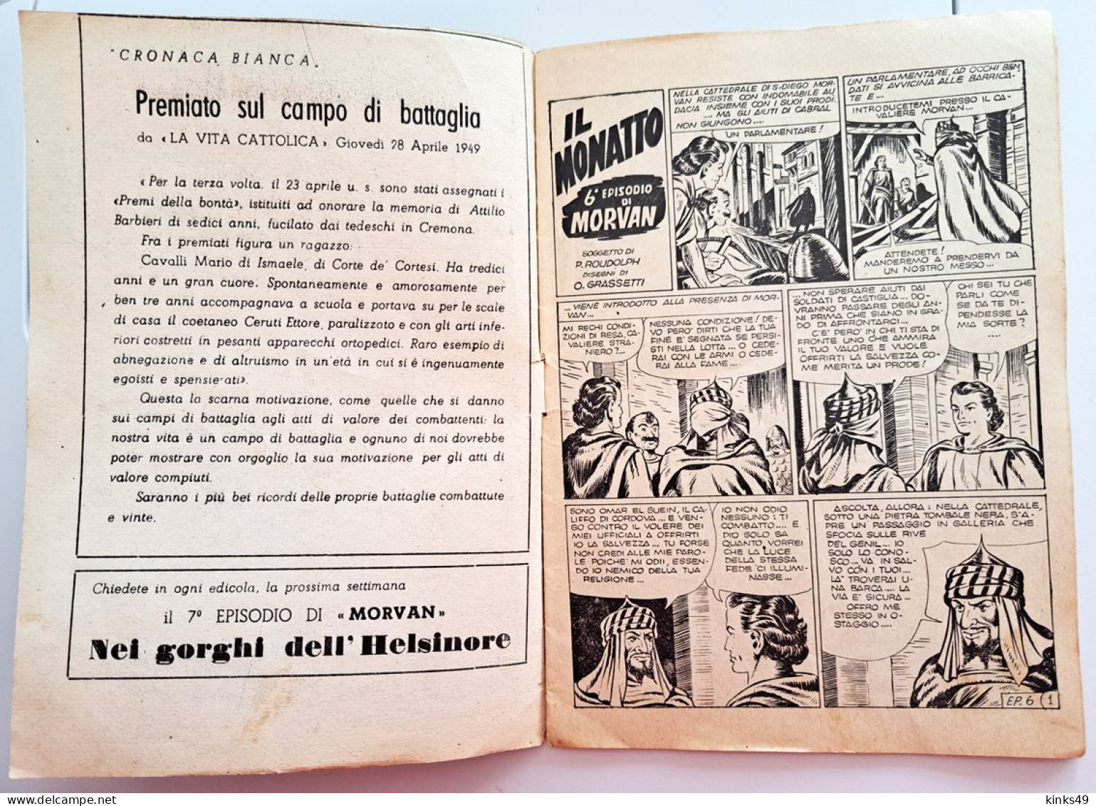 M450> MORVAN N° 6 Anno:1950 - Supplemento A IL VITTORIOSO - 6° Episodio - Eerste Uitgaves
