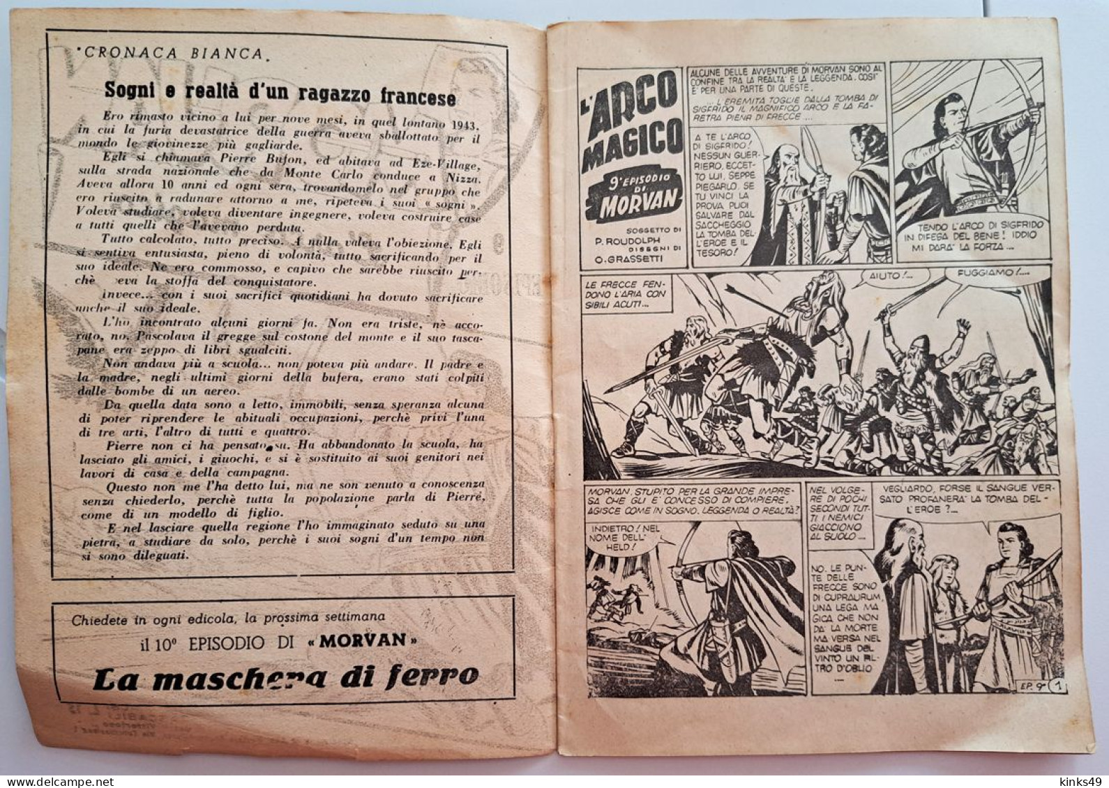 M450> MORVAN N° 9 Anno:1950 - Supplemento A IL VITTORIOSO - 9° Episodio - Prime Edizioni