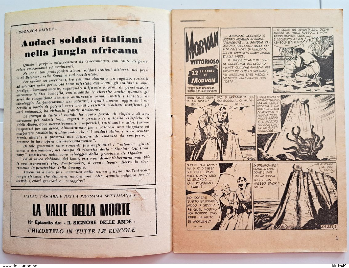 M450> MORVAN N° 30 Del 23 LUGLIO 1950 - Supplemento A IL VITTORIOSO - 22° Episodio - Primeras Ediciones