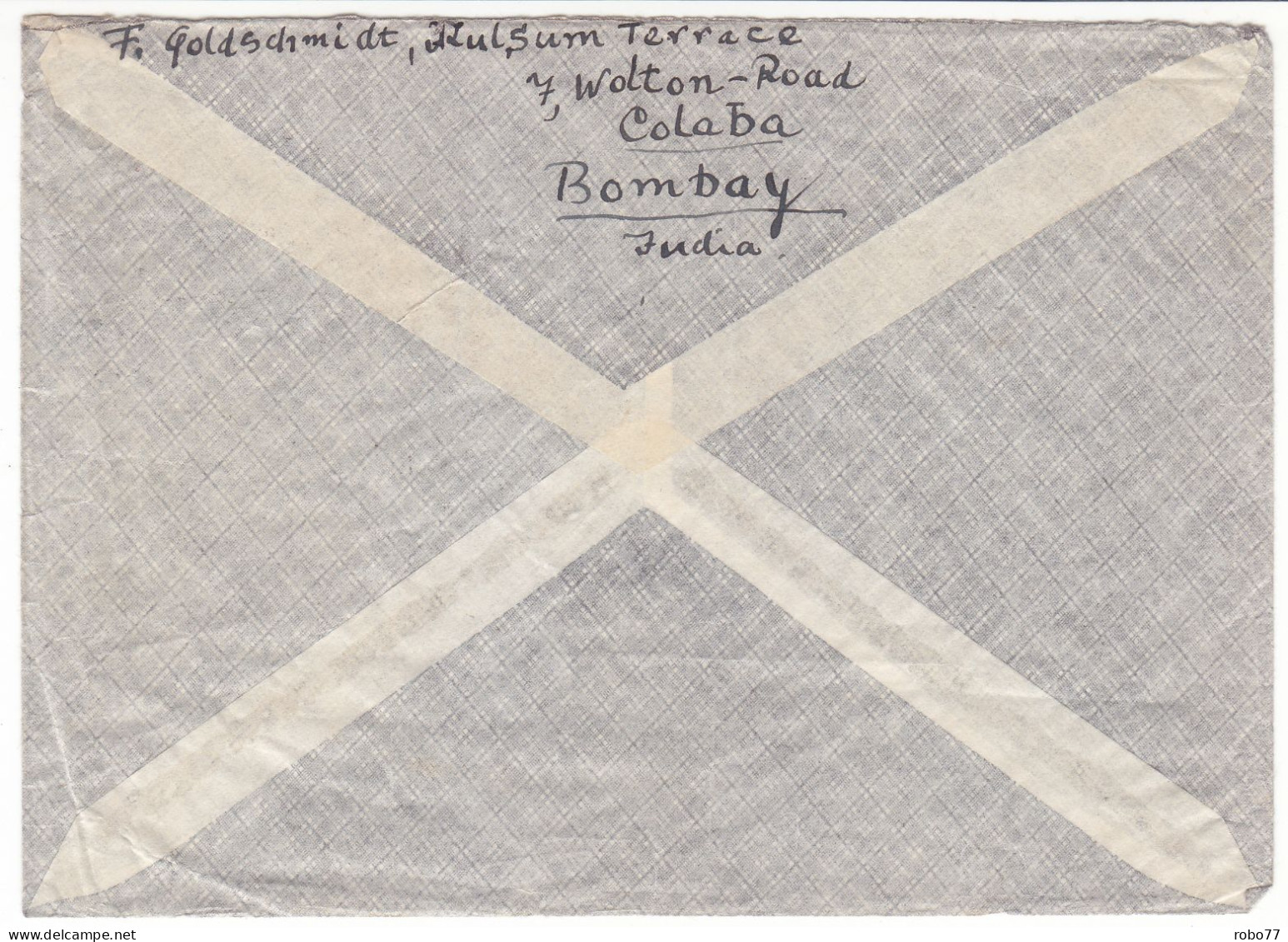 INDIA COLABA AIRMAIL Cover, Letter To Hamburg GERMANY (H02c050) - Luftpost