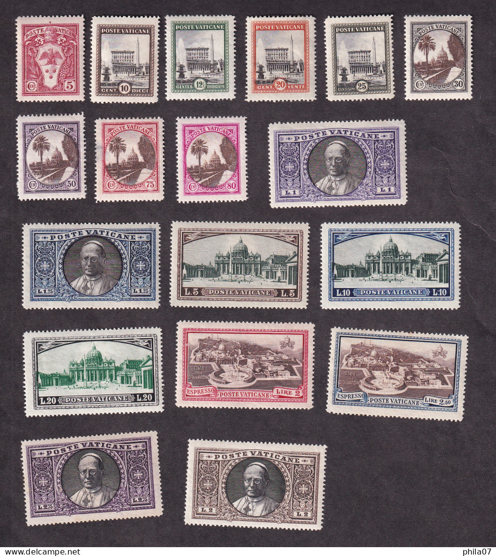 Vatican - Complete Serie 1933 - Mi.No. 21/38 MH, Stamp 80c Damaged / 2 Scans - Nuevos