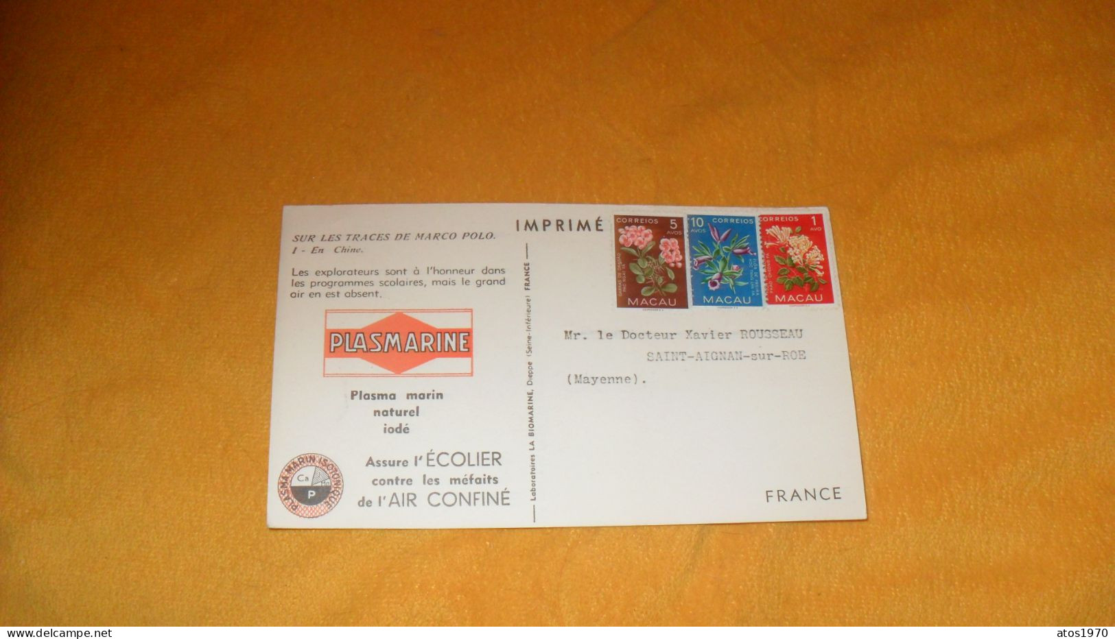 CARTE POSTALE ANCIENNE CIRCULE DATE ?../ SUR LES TRACES DE MARCO POLO EN CHINE..TIMBRES X3 MACAU - Brieven En Documenten