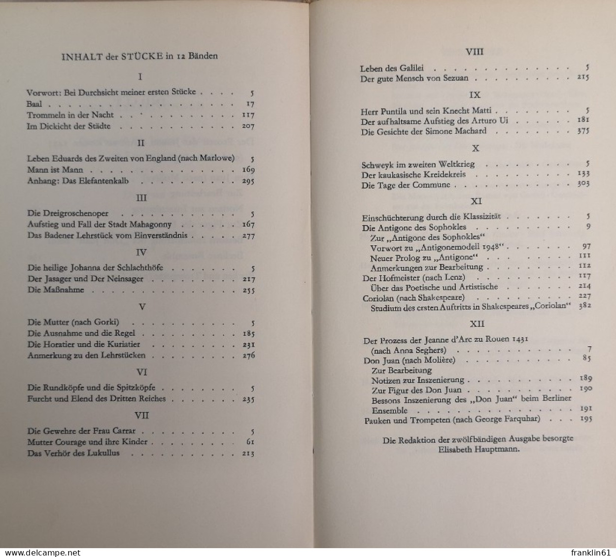 Bertolt Brecht. Stücke In 12 Bänden. - Poésie & Essais