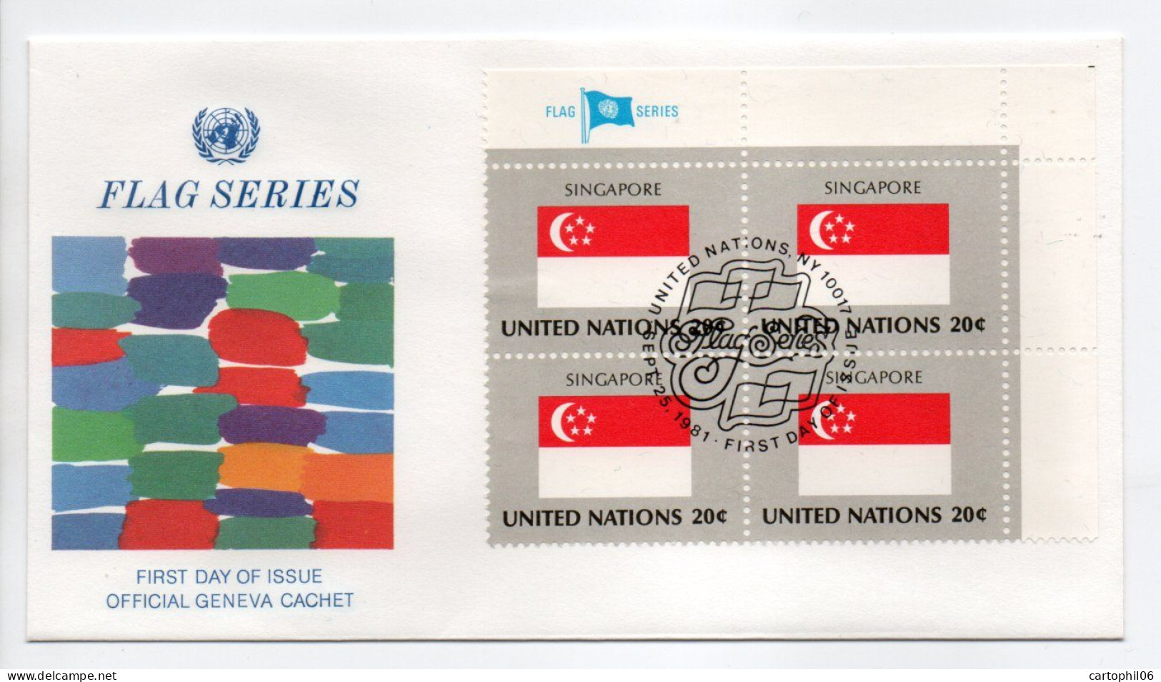 - FDC UNITED NATIONS 25.9.1981 - DRAPEAUX / FLAG SINGAPORE - - Briefe