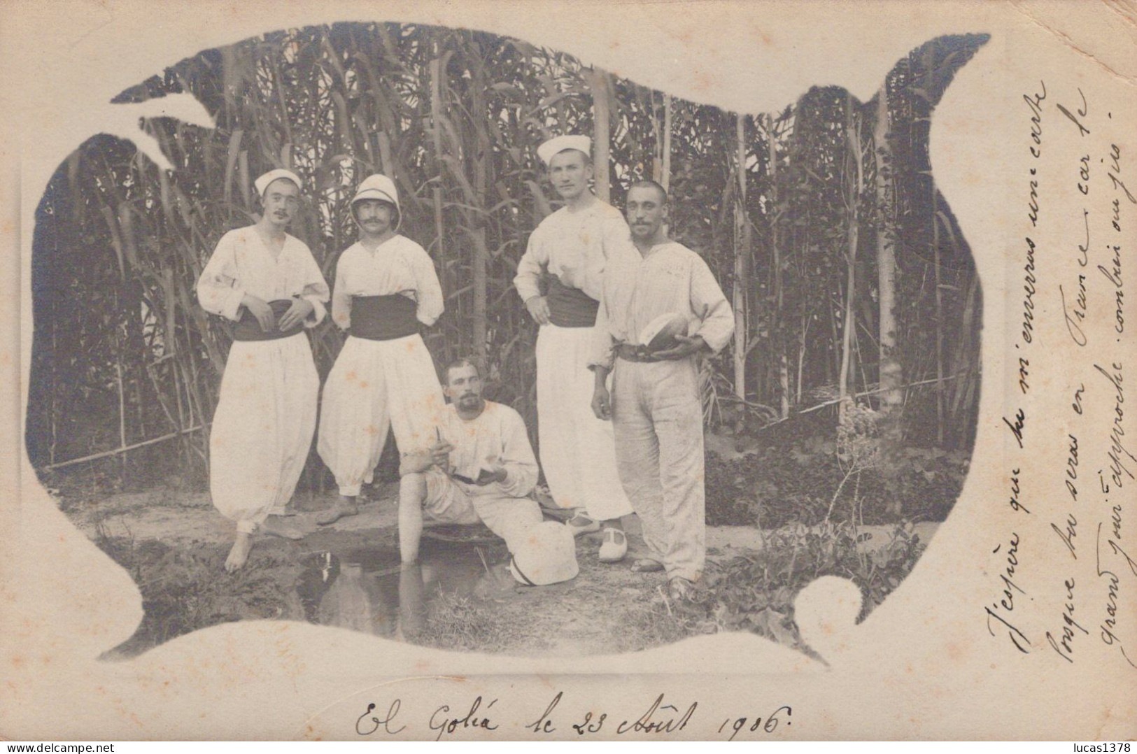 EL GOLEA 1906 / TRES BELLE CARTE PHOTO SOLDATS / SERVICE - Men