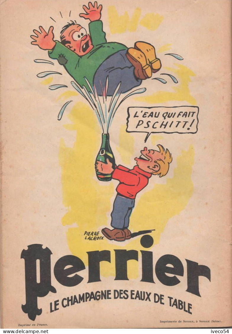 1959  Album  " Charlot  N'est Pas Sérieux  "  No 8  Pierre Lacroix - Pub :  Bibi Fricotin  " Perrier " - Jeunesse Illustrée, La