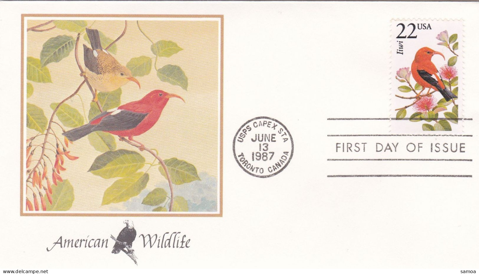 États-Unis FDC 1987 1743 Oiseaux Liwi Rouge - 1981-1990